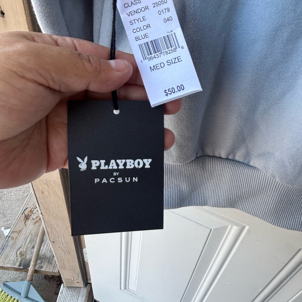 PLAYBOY Sky Blue Women's Hoodie - Picture 8 of 11